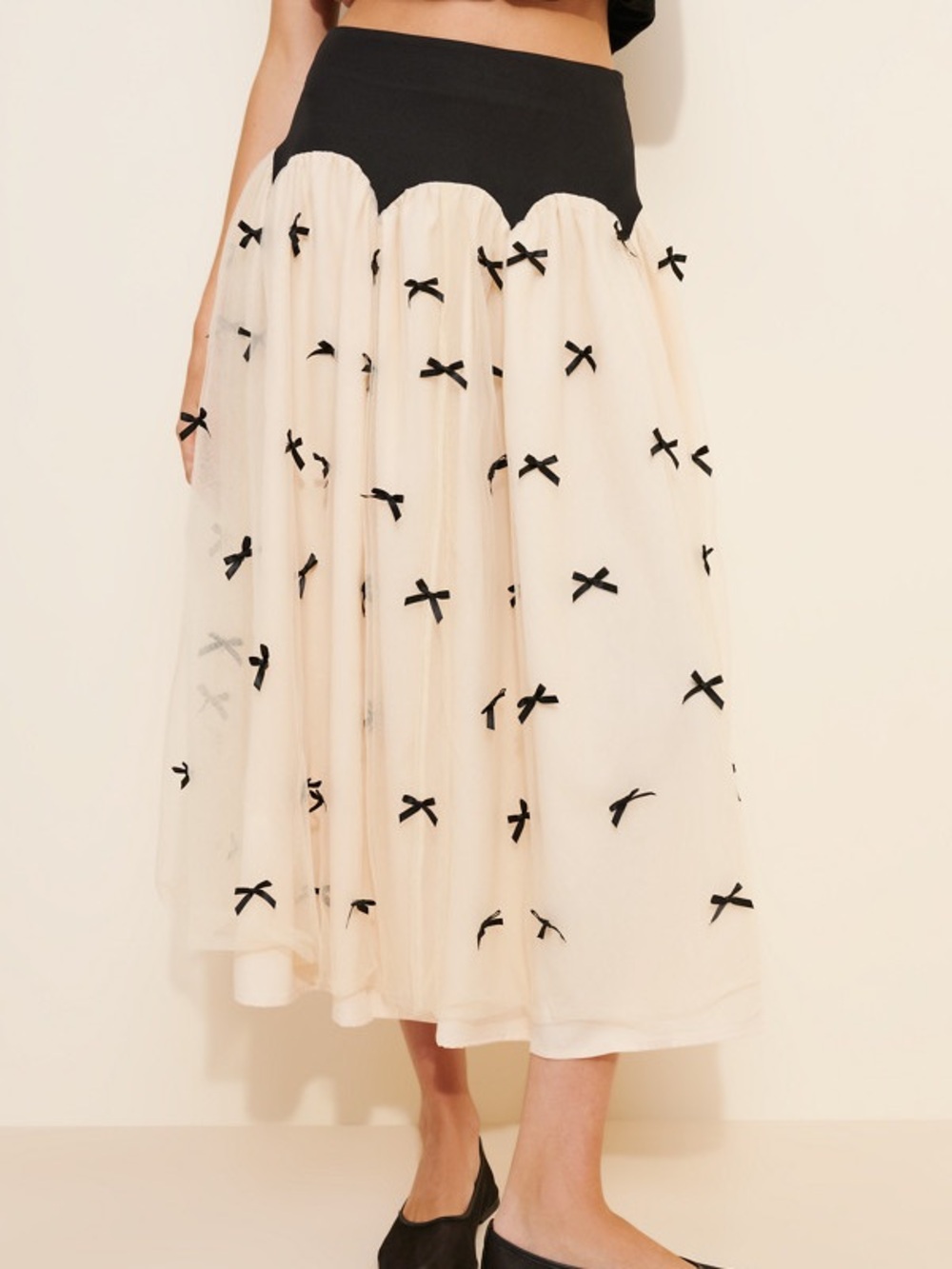 8 Anthropologie never fully dressed monika bow maxi skirt tulle cream black